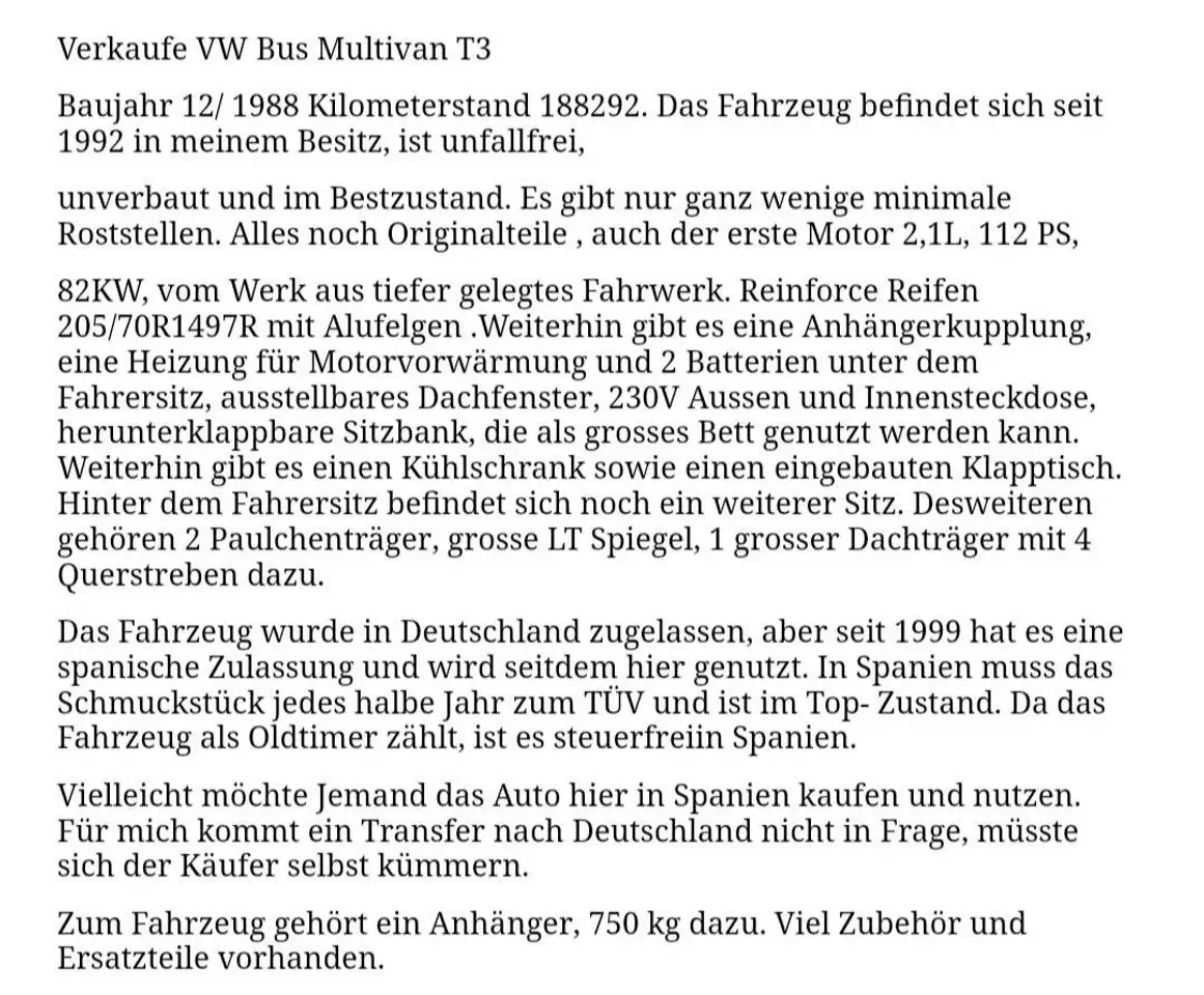 Volkswagen T3 Multivan 253 SA2